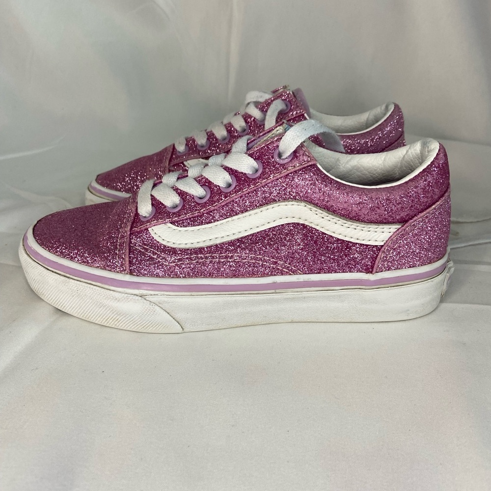 Vans Girls Pink Glitter Size 1.5 Old School